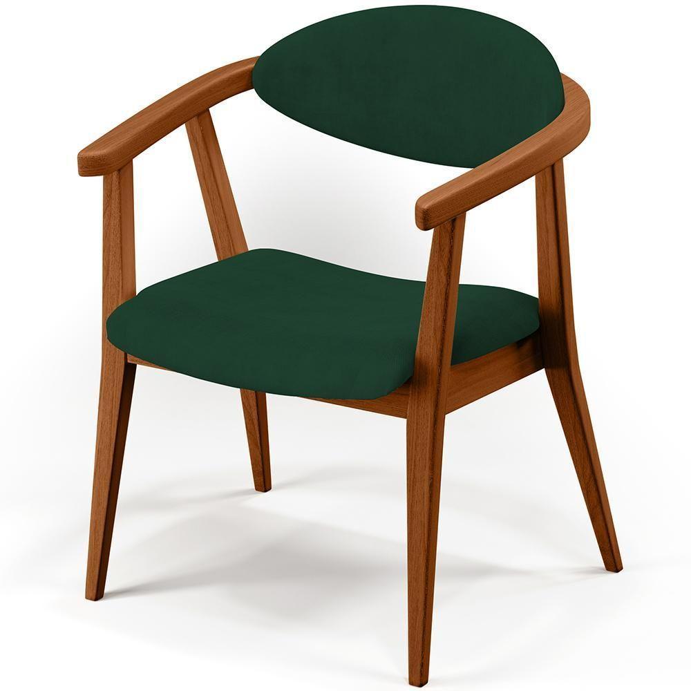 Kit 02 Poltronas Decorativas Para Sala De Estar Jantar Cecília B04 Suede Verde Musgo - 4