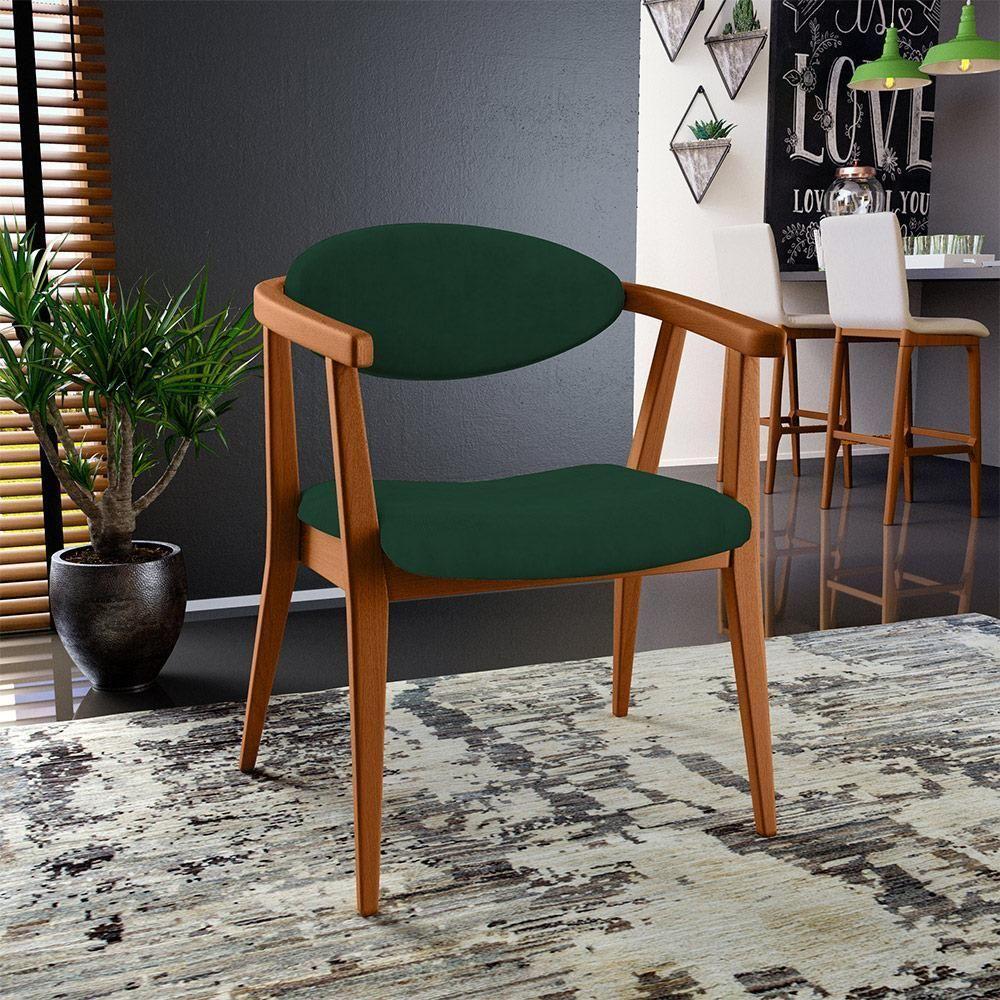 Kit 02 Poltronas Decorativas Para Sala De Estar Jantar Cecília B04 Suede Verde Musgo - 9