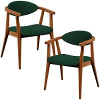 Kit 02 Poltronas Decorativas Para Sala De Estar Jantar Cecília B04 Suede Verde Musgo - 1