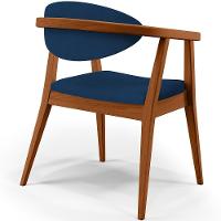 Kit 02 Poltronas Decorativas Para Sala De Estar Jantar Cecília B04 Suede Azul Marinho - 2