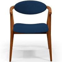 Kit 02 Poltronas Decorativas Para Sala De Estar Jantar Cecília B04 Suede Azul Marinho - 5