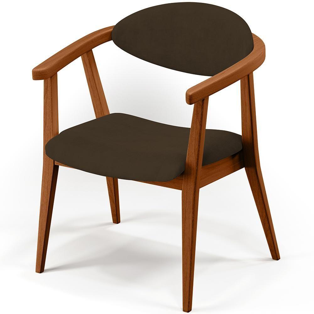 Kit 02 Poltronas Decorativas Para Sala De Estar Jantar Cecília B04 Suede Marrom - 4