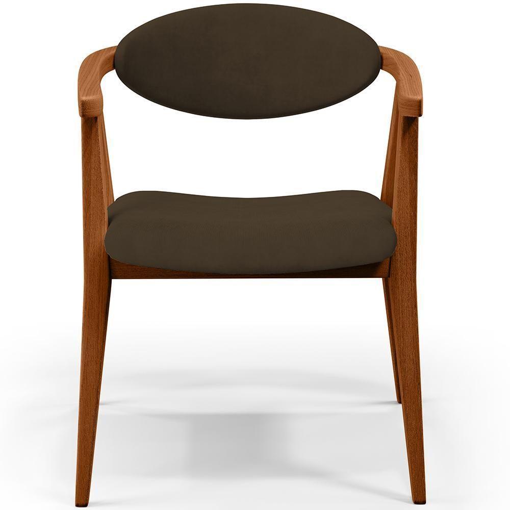 Kit 02 Poltronas Decorativas Para Sala De Estar Jantar Cecília B04 Suede Marrom - 5