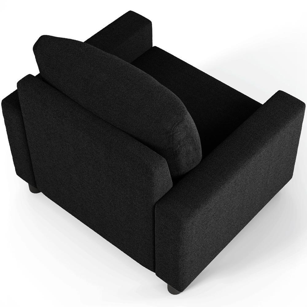 Kit 02 Poltronas Decorativa Para Sala De Estar E Recepção Malta L02 Bouclê Preto - 3