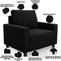 Kit 02 Poltronas Decorativa Para Sala De Estar E Recepção Malta L02 Bouclê Preto - 6