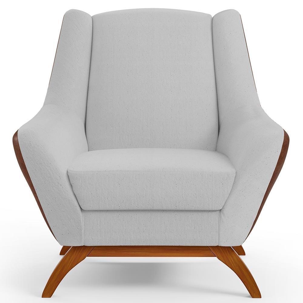 Kit 02 Poltronas Marrom B-38 Linho Cinza D-315 - 4