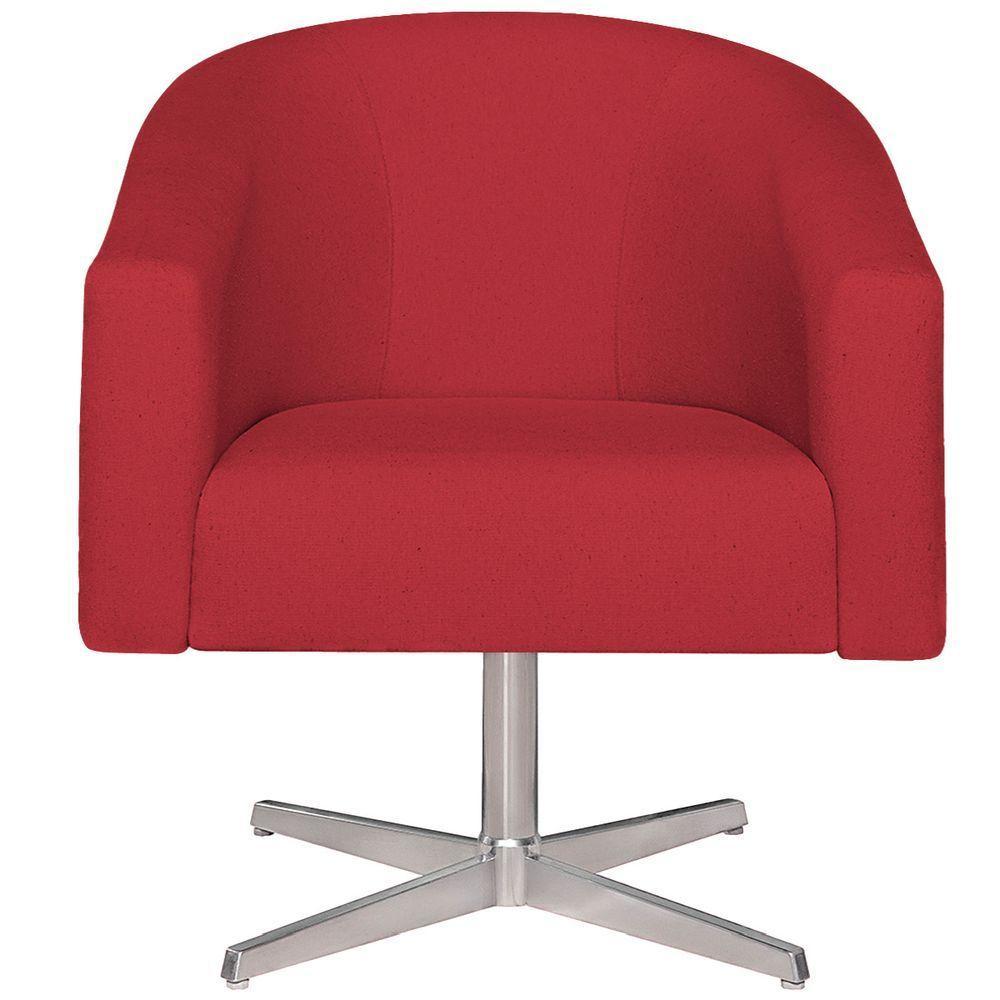 Kit 02 Poltronas Luiza Base Giratória De Metal Suede Vermelho - 3