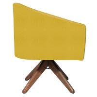 Kit 02 Poltronas Luiza Base Giratória De Madeira Suede Amarelo