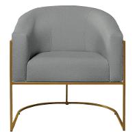 Kit 02 Poltronas Luiza Base De Ferro Dourado Suede Cinza - 3