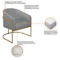 Kit 02 Poltronas Luiza Base De Ferro Dourado Suede Cinza - 5