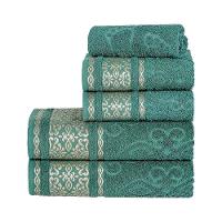 Jogo De Banho Toalhas Delicato 100% Algodão Felpudo Macio 05 Peças Detalhado - Verde Erva Doce - 1