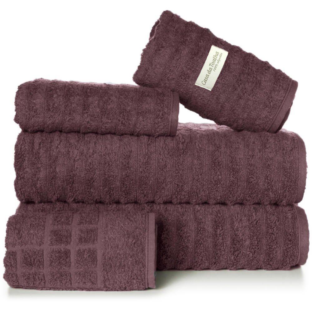 Jogo De Toalha 5 Peças Jogo De Banho Fio Penteado Kit Toalha - 1