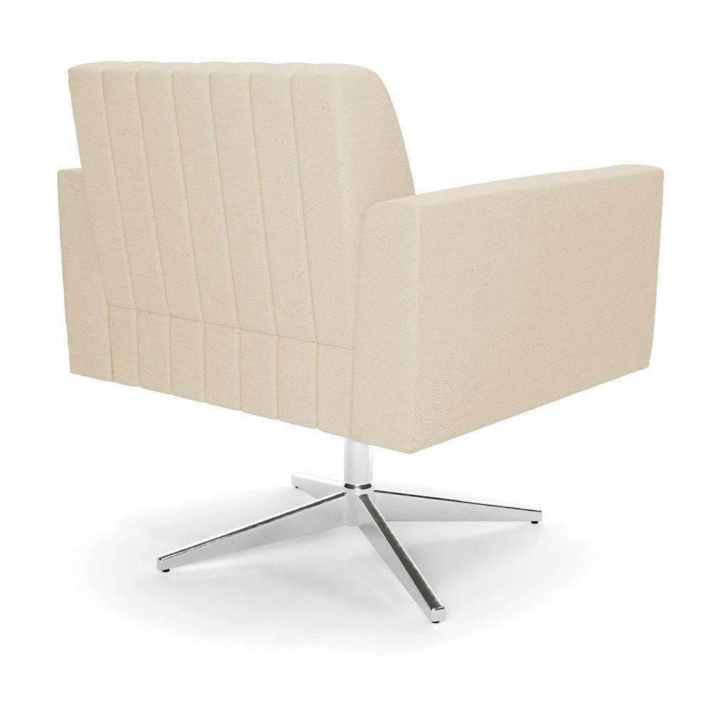 Kit 2 Poltronas Giratória Viena Gomada Linho Bege A19 Base Cromada - D'rossi - 4