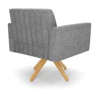 Kit 2 Poltronas Giratória Viena Gomada Linho Base De Madeira Ma30 - D'rossi Cor A26 Grafite