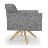 Kit 2 Poltronas Giratória Viena Gomada Linho Base De Madeira Ma30 - D'rossi Cor A26 Grafite - 5