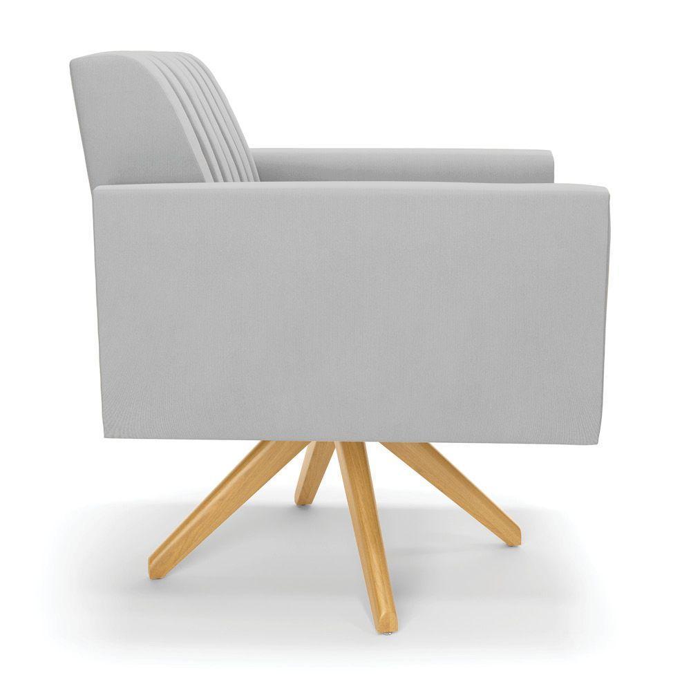 Kit 2 Poltronas Giratória Viena Gomada Suede Cinza Base De Madeira Ma30 - D'rossi - 5