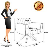 Kit 2 Poltronas Giratória Viena Gomada Suede Azul Marinho Base De Madeira Ma30 - D'rossi - 2