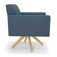 Kit 2 Poltronas Giratória Viena Gomada Suede Azul Marinho Base De Madeira Ma30 - D'rossi - 5