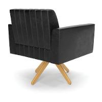 Kit 2 Poltronas Giratória Viena Gomada Corano Preto Base De Madeira Ma30 - D'rossi - 10