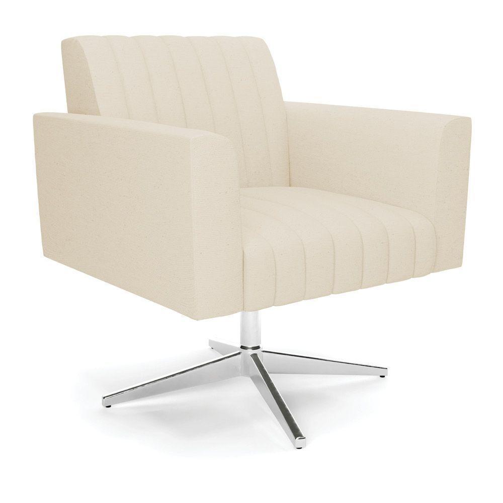 Kit 2 Poltronas Giratória Viena Gomada Linho Base Cromada - D'rossi Cor A19 Bege - 1