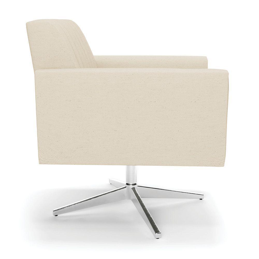 Kit 2 Poltronas Giratória Viena Gomada Linho Base Cromada - D'rossi Cor A19 Bege - 7