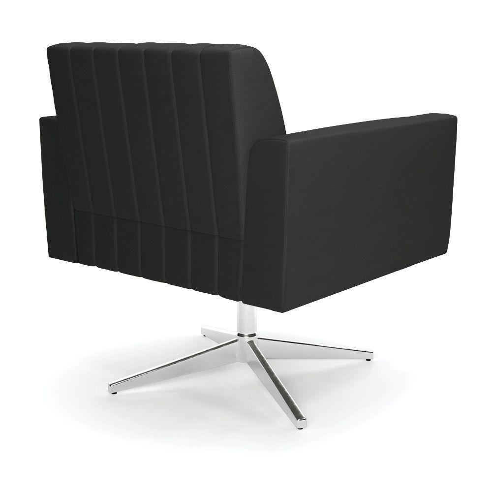 Kit 2 Poltronas Giratória Viena Gomada Corino Preto Base Cromada - D'rossi - 4