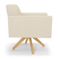 Kit 2 Poltronas Giratória Viena Gomada Linho Base De Madeira Ma30 - D'rossi Cor A19 Bege - 5