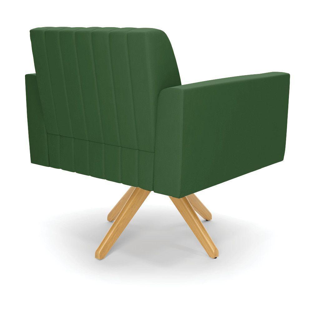 Kit 2 Poltronas Giratória Viena Gomada Suede Base De Madeira Ma30 - D'rossi Cor Verde - 4