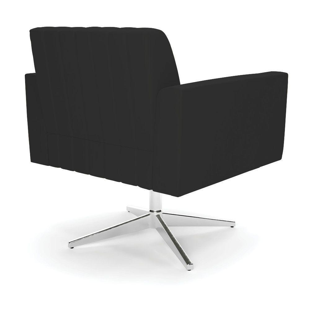 Kit 2 Poltronas Giratória Viena Gomada Veludo Base Cromada - D'rossi Cor Preto - 4