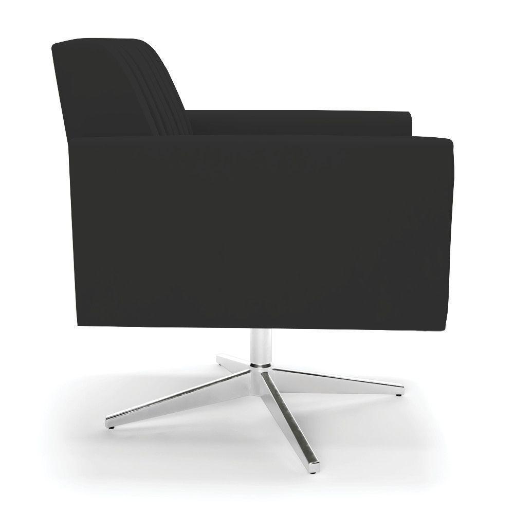 Kit 2 Poltronas Giratória Viena Gomada Veludo Base Cromada - D'rossi Cor Preto - 5