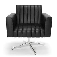 Kit 2 Poltronas Giratória Viena Gomada Corano Preto Base Cromada - D'rossi - 6