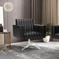 Kit 2 Poltronas Giratória Viena Gomada Corano Preto Base Cromada - D'rossi - 7