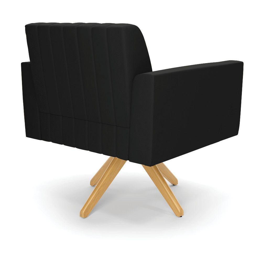 Kit 2 Poltronas Giratória Viena Gomada Suede Base De Madeira Ma30 - D'rossi Cor Preto - 4