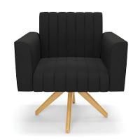 Kit 2 Poltronas Giratória Viena Gomada Suede Base De Madeira Ma30 - D'rossi Cor Preto - 6