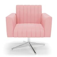 Kit 2 Poltronas Giratória Viena Gomada Suede Base Cromada - D'rossi Cor Rose - 6