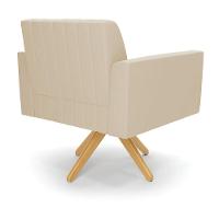 Kit 2 Poltronas Giratória Viena Gomada Suede Bege Base De Madeira Ma30 - D'rossi