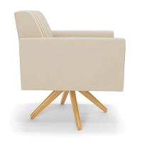 Kit 2 Poltronas Giratória Viena Gomada Suede Bege Base De Madeira Ma30 - D'rossi - 5