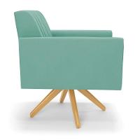 Kit 2 Poltronas Giratória Viena Gomada Suede Base De Madeira Ma30 - D'rossi Cor Azul Turquesa - 5