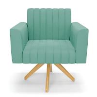 Kit 2 Poltronas Giratória Viena Gomada Suede Base De Madeira Ma30 - D'rossi Cor Azul Turquesa - 6