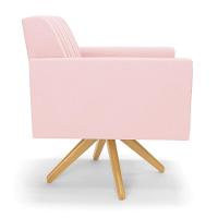 Kit 2 Poltronas Giratória Viena Gomada Suede Rosa Bebê Base De Madeira Ma30 - D'rossi - 5