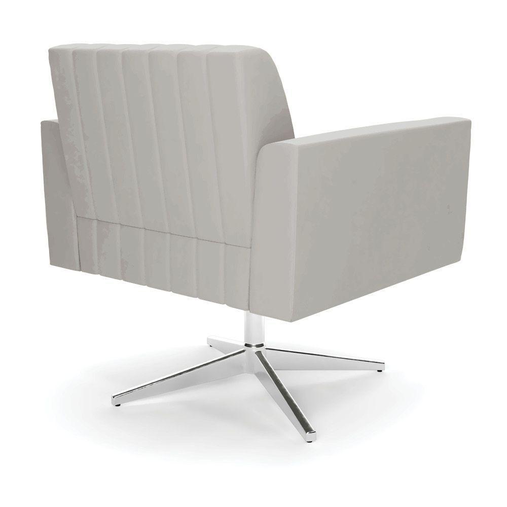 Kit 2 Poltronas Giratória Viena Gomada Veludo Base Cromada - D'rossi Cor Cinza - 4