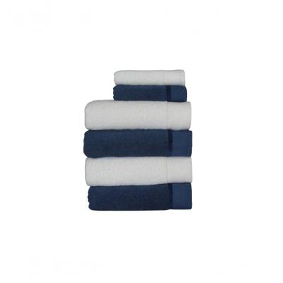 Jogo De Toalha Banhão 6 Peças Eleganz - 4 Banhão E 2 Rosto Azul Noite E Branco