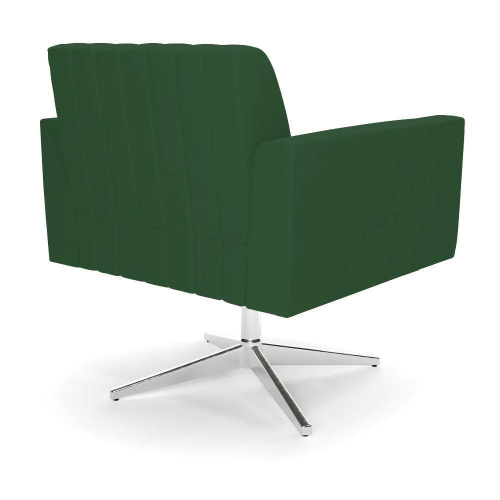 Kit 2 Poltronas Giratória Viena Gomada Veludo Base Cromada - D'rossi Cor Verde - 4