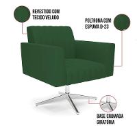 Kit 2 Poltronas Giratória Viena Gomada Veludo Base Cromada - D'rossi Cor Verde - 3
