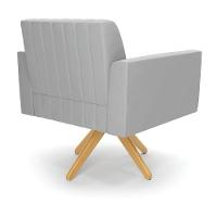 Kit 2 Poltronas Giratória Viena Gomada Suede Base De Madeira Ma30 - D'rossi Cor Cinza