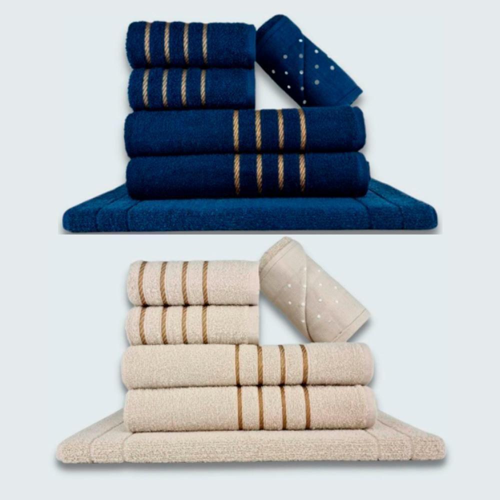 Jogo De Toalhas 12 Pçs Coleção Dubai 100% Algodão Az+bg - 1