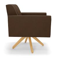 Kit 2 Poltronas Giratória Viena Gomada Suede Marrom Base De Madeira Ma30 - D'rossi - 5