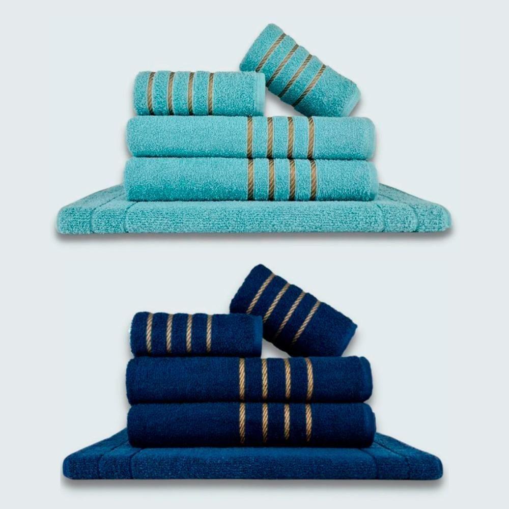 Jogo De Toalhas 10 Pçs Coleção Dubai 100% Algodão Verde+azul - 1