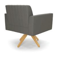 Kit 2 Poltronas Giratória Viena Gomada Suede Grafite Base De Madeira Ma30 - D'rossi