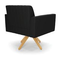 Kit 2 Poltronas Giratória Viena Gomada Suede Preto Base De Madeira Ma30 - D'rossi